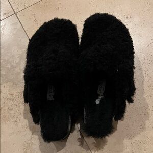 Papillio Black Fuzzy Slippers